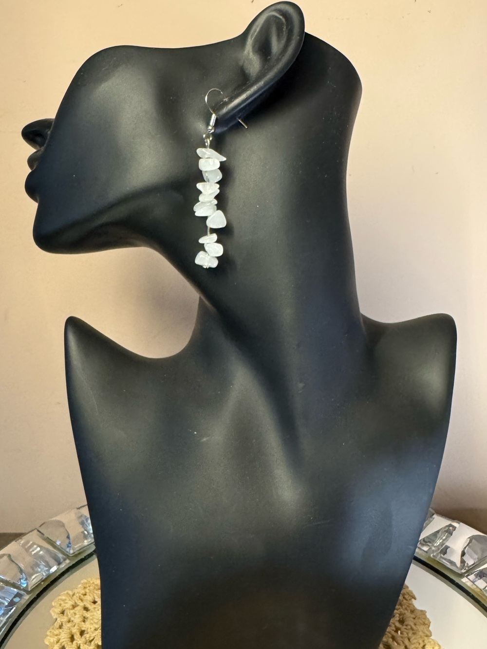 White Chip Drop Silver-Tone Earrings